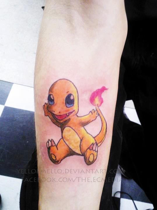 Cute Charmander Tattoo On Forearm By Yelloemello