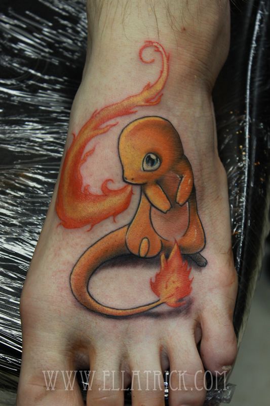 Cute Pokemon Charmander Tattoo On Foot By Ella Trick