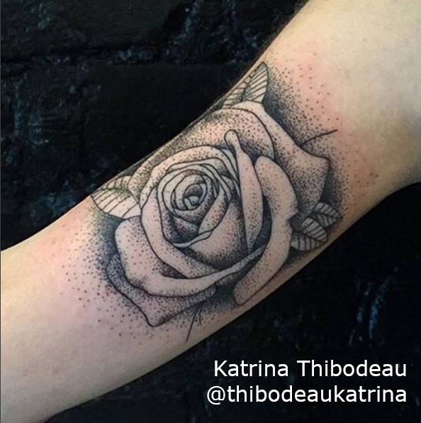 Dotwork Rose Tattoo On Arm by Katrina