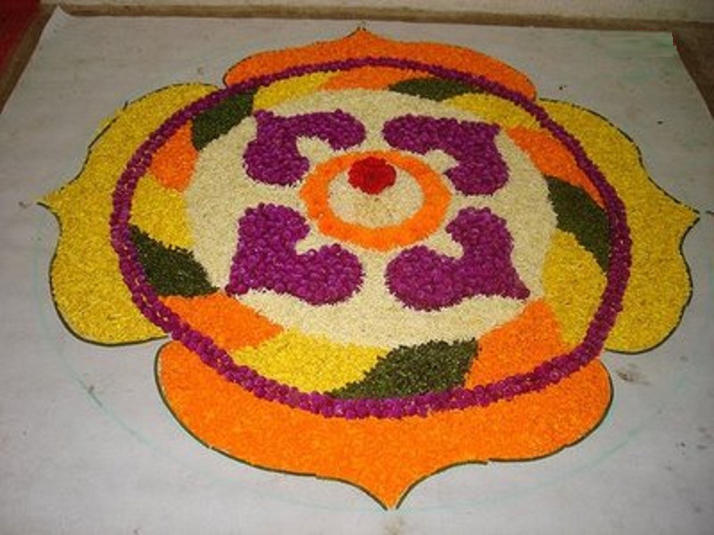 Flower Pookalam Onam Rangoli Design