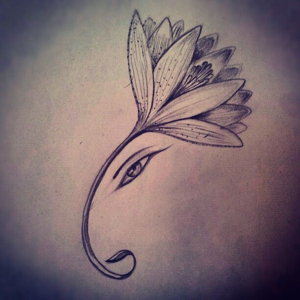 Flower With Eye Simple Ganesha Tattoo