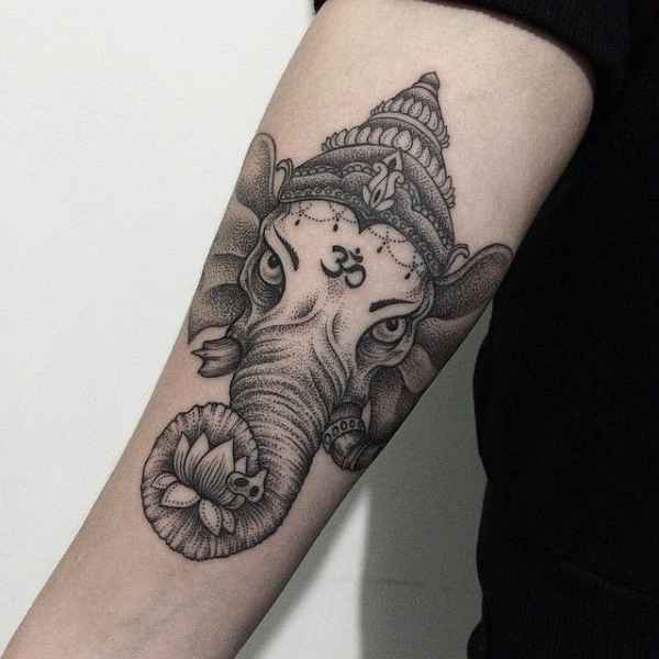 Forearm Dotwork Ganesha Tattoo