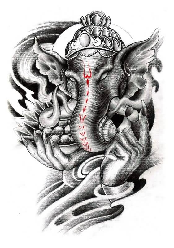 Ganesha Head Tattoo Design Idea