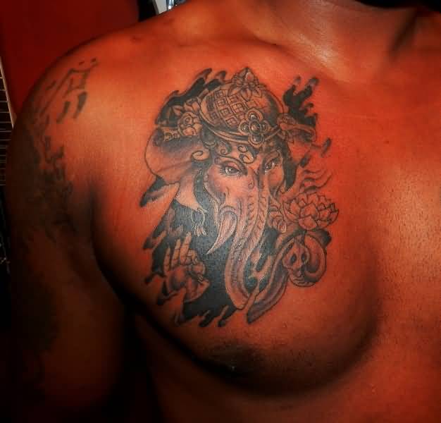 Ganesha Tattoo On Man Chest