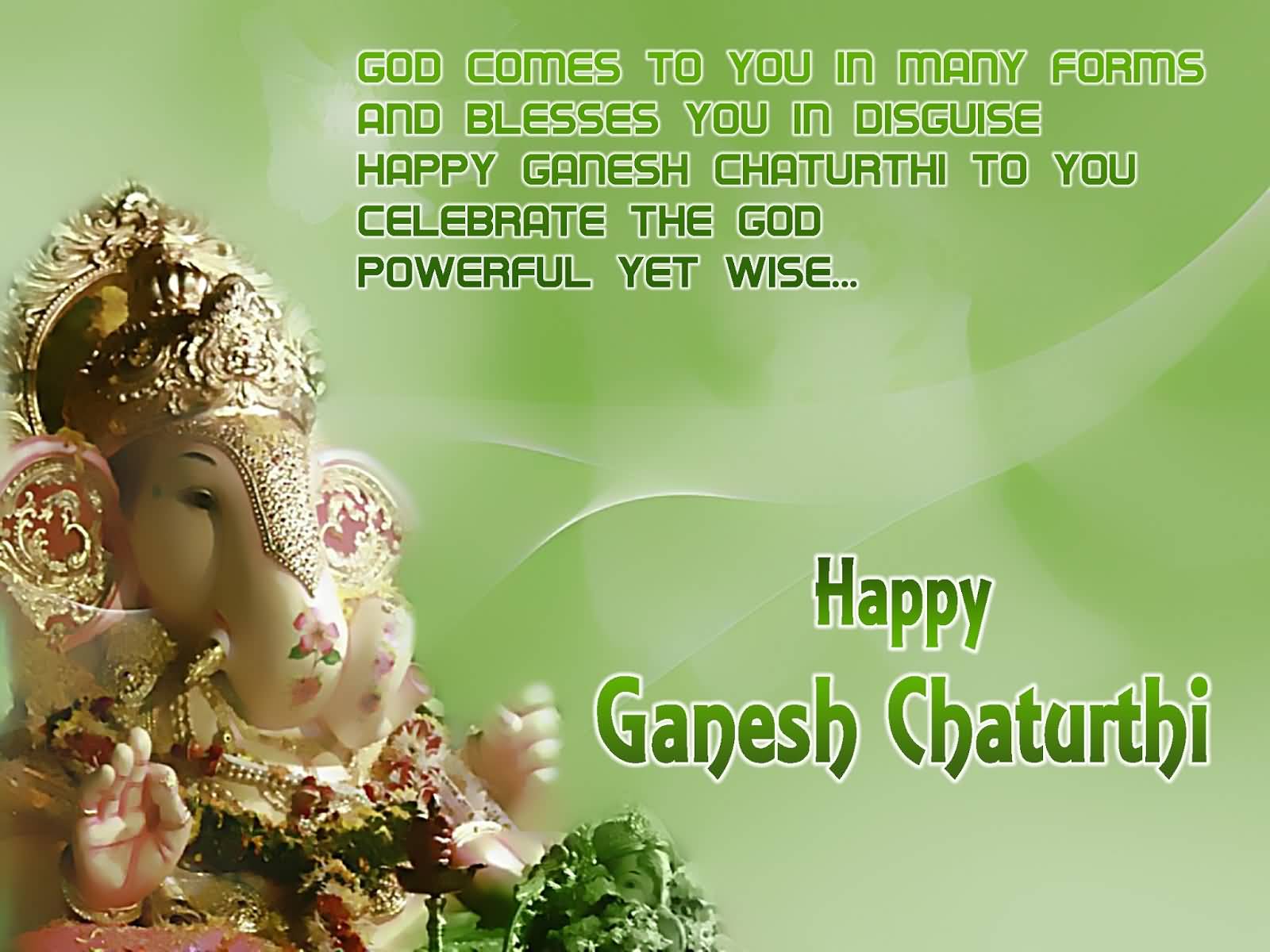 God Comes To You In Many Forms And Blesses You In Disguise Happy Ganesh Chaturthi To You Celebrate The God Powerful Yet Wise Happy Ganesh Chaturthi