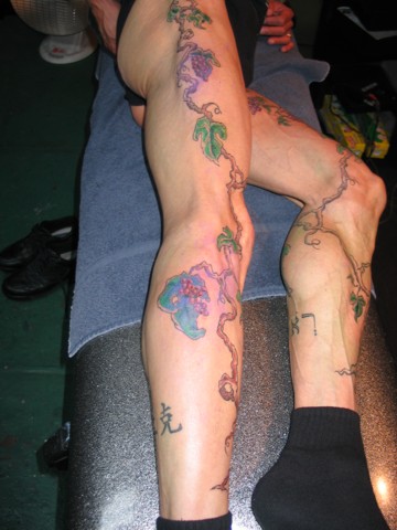 Grapes Tattoo On Right Full Leg