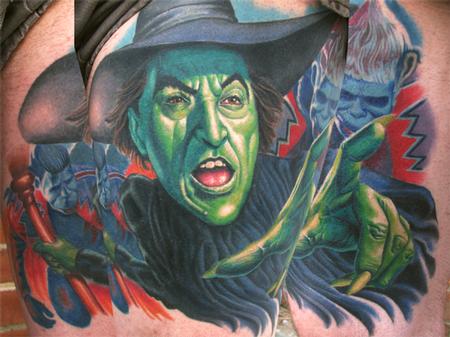 Green Face Witch Tattoo
