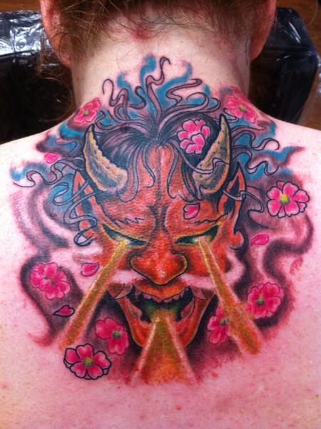 Hannya Tattoo On Upper Back