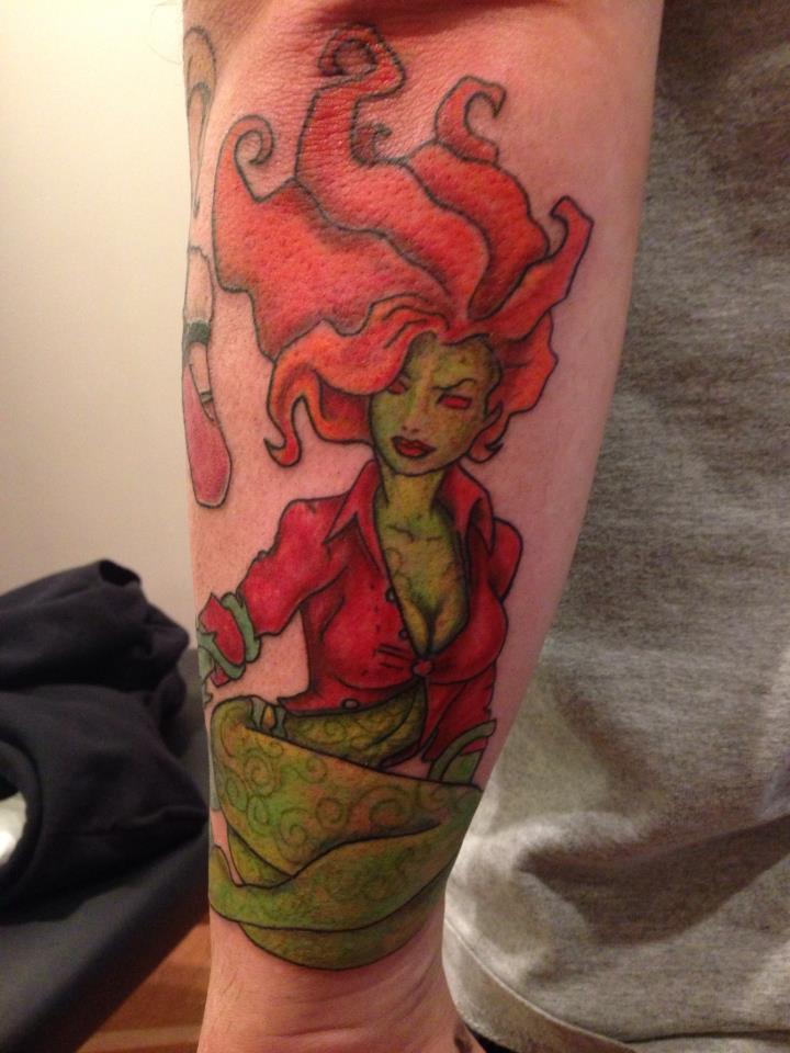 Horror Poison Ivy Tattoo On Left Arm By Rhiannon