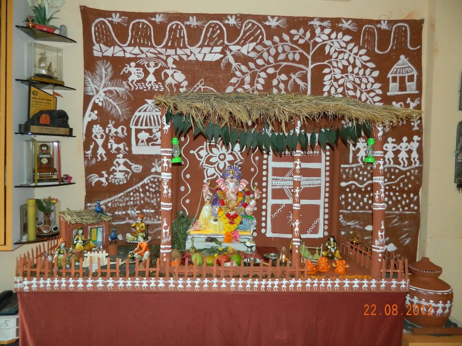 Indian Village Style Decoration Idea For Ganesha Chaturthi