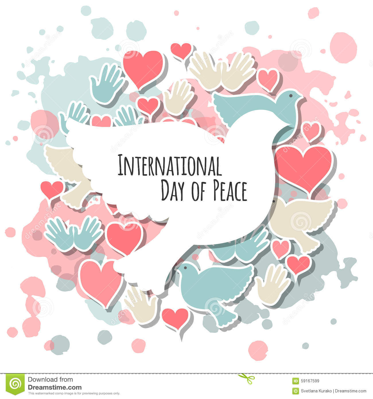 International Day Of Peace Doves And Hearts Greeting Card
