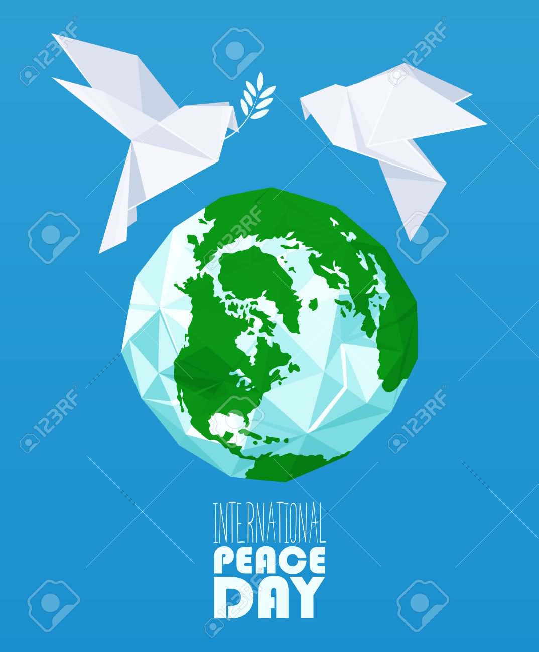 International Peace Day Doves With Olive Branches Poster