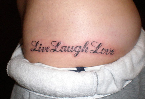 Live Laugh Love Words Tattoo Design For Hip