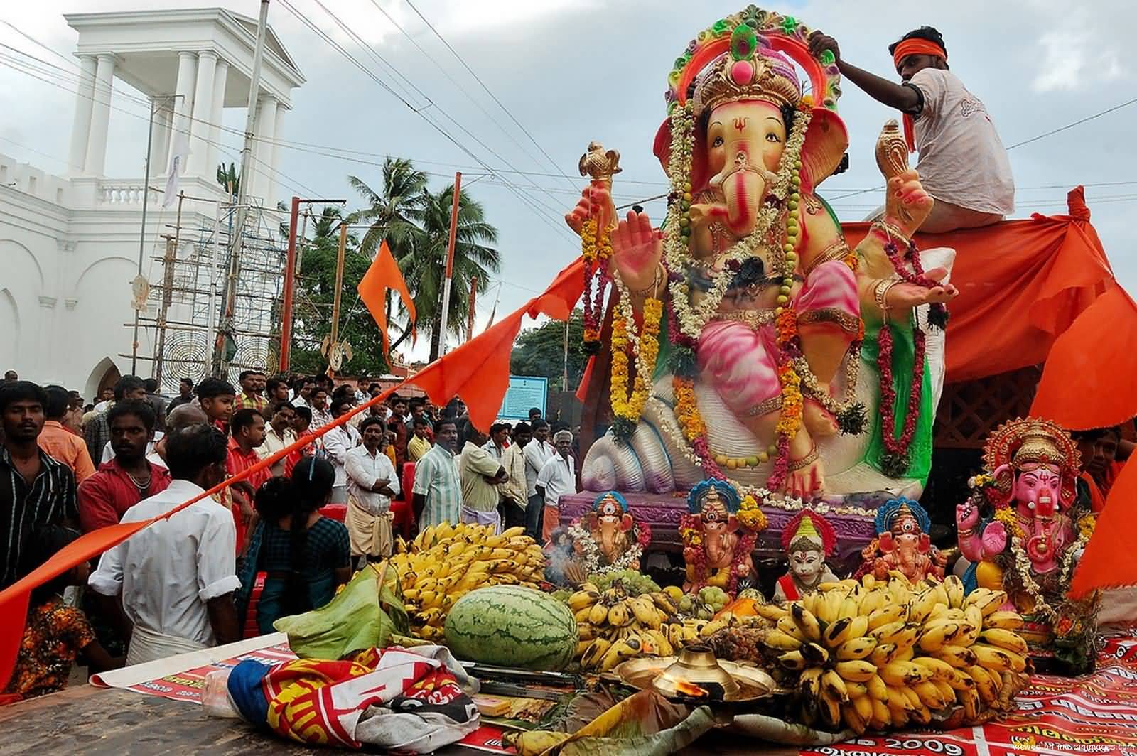 Lord Ganesha Idol Decorated During Ganesh Chaturthi Celebration