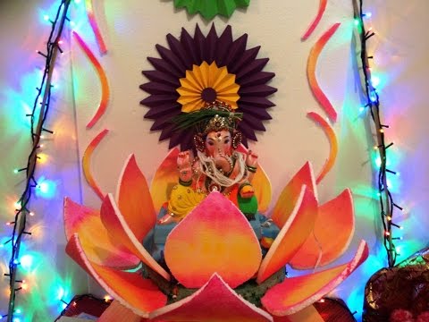 Lord Ganesha Idol In Lotus Flower Beautiful Decoration Idea For Ganesha Chaturthi