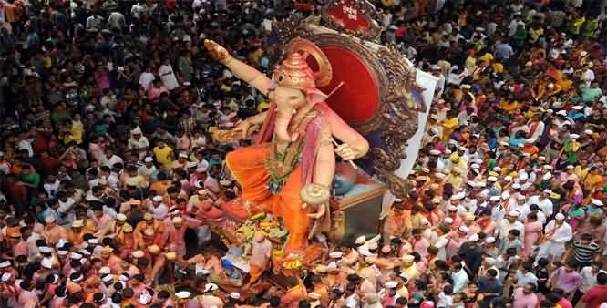 Lord Ganesha Immersion Procession On Ganesh Chaturthi