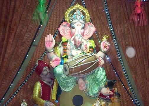 Lord Ganesha With Mridang Idol Beautiful Decoration Idea For Ganesha Chaturthi