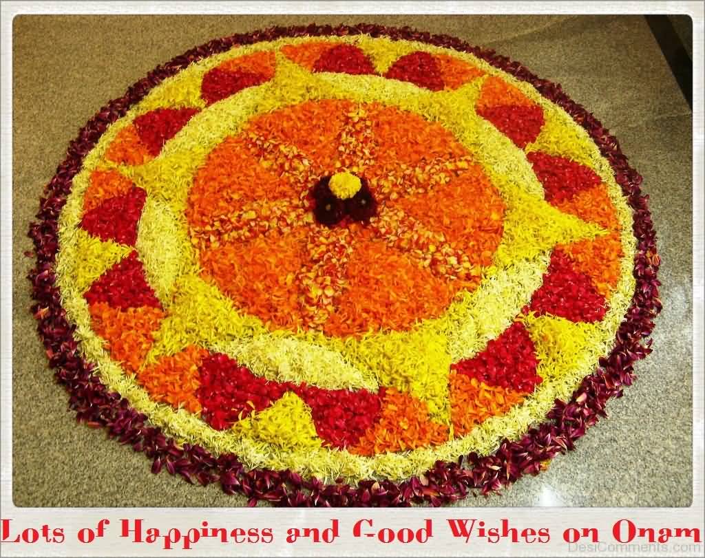 Lots Of Happiness And Good Wishes On Onam Rangoli Picture