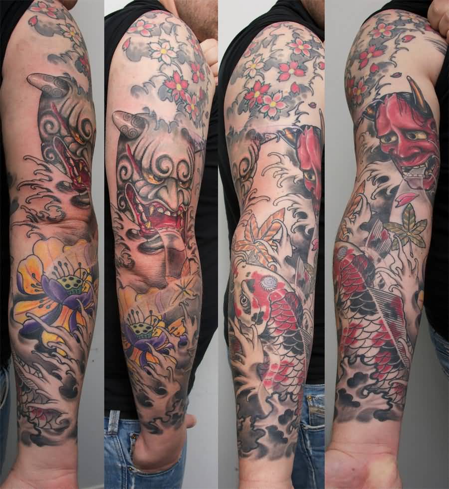 Man Right Sleeve Hannya Tattoo For Men