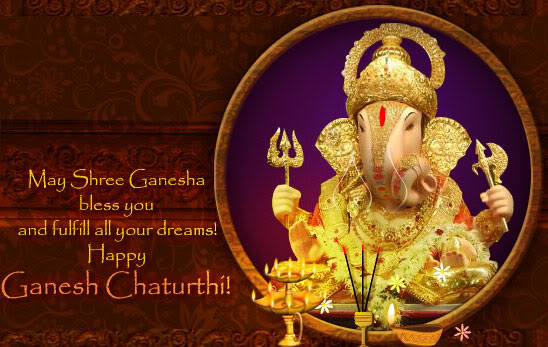 May Shree Ganesha Bless You And Fulfill All Your Dreams Happy Ganesh Chaturthi Card