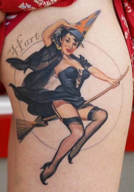 Modern Witch Tattoo by Richard Hart