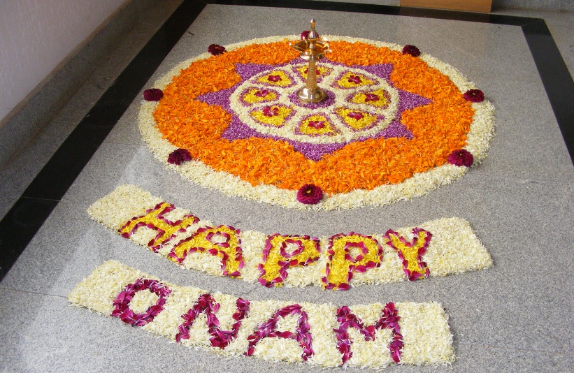 Onam Pookalam Rangoli Design Happy Onam