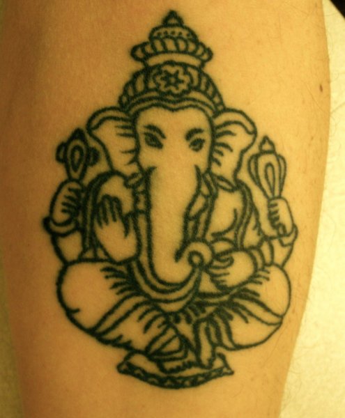 Outline Ganesha Tattoo Design Idea
