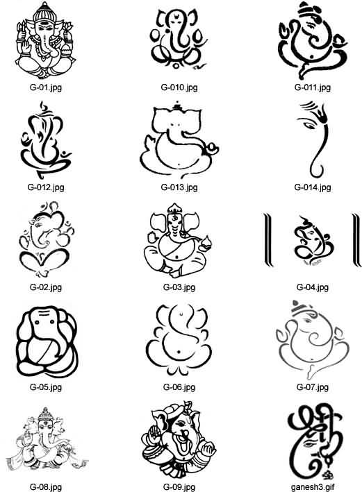 Outline Simple Ganesha Tattoos Designs