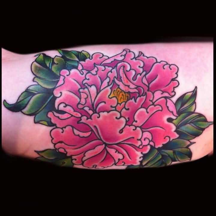 Peony Flower Tattoo Design For Bicep