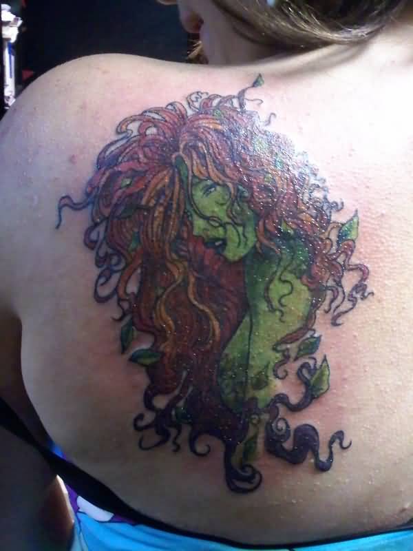 Poison Ivy Tattoo On Girl Left Back Shoulder By Morgoththeone