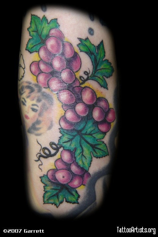 Purple Grapes Tattoo Design For Sleeve