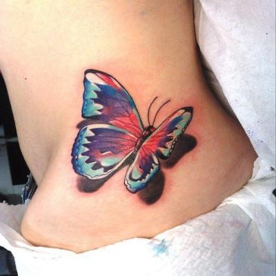 Realistic 3D Butterfly Tattoo On Girl Left Hip