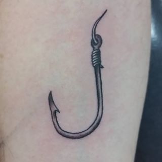 Simple Black Ink Hook Tattoo Design