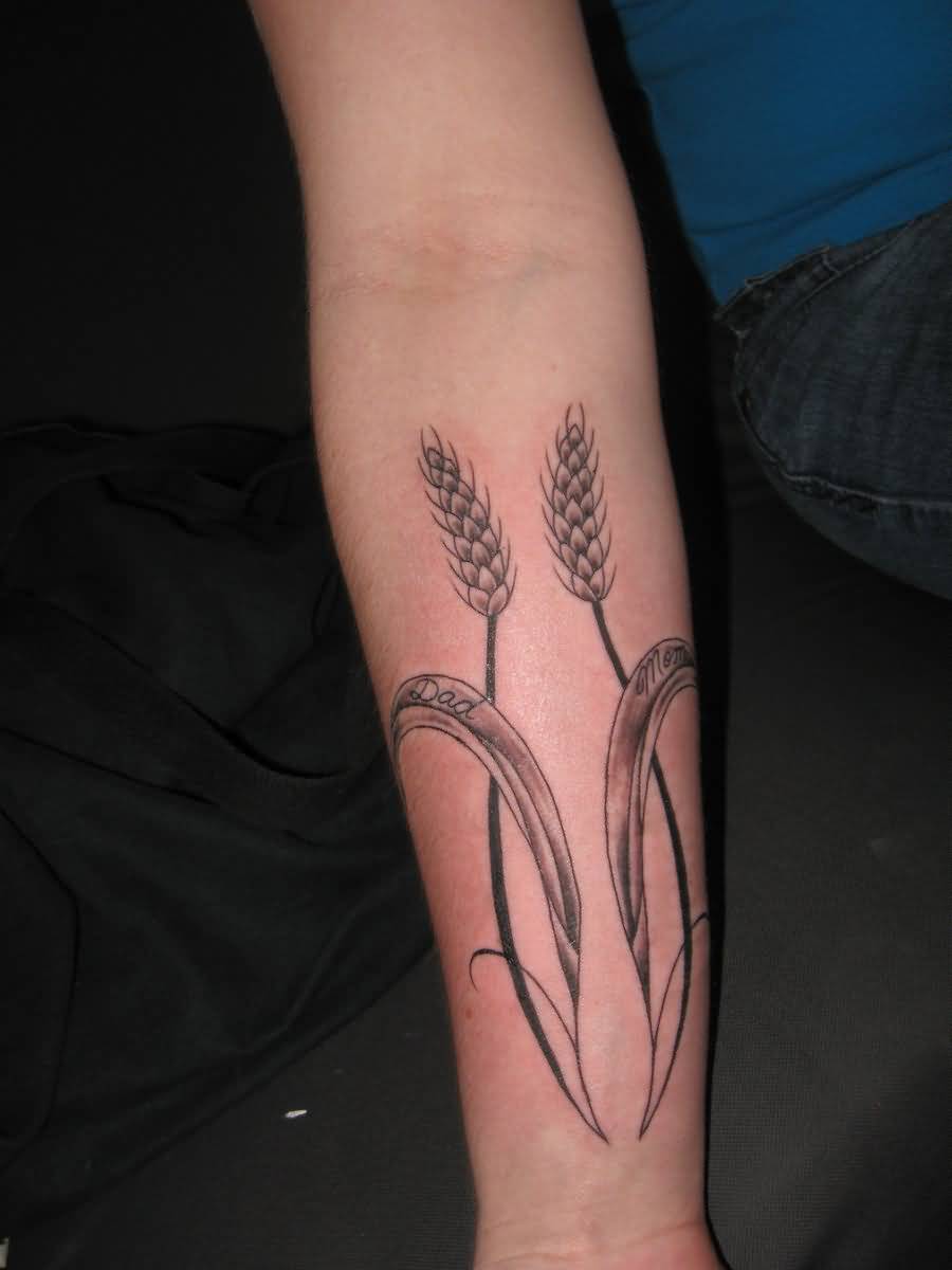 Simple Black Ink Wheat Tattoo On Forearm By Loverschocolate