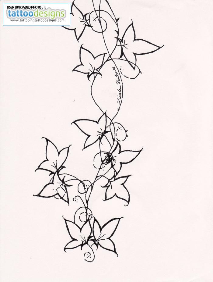 Simple Black Outline Poison Ivy Plant Tattoo Stencil