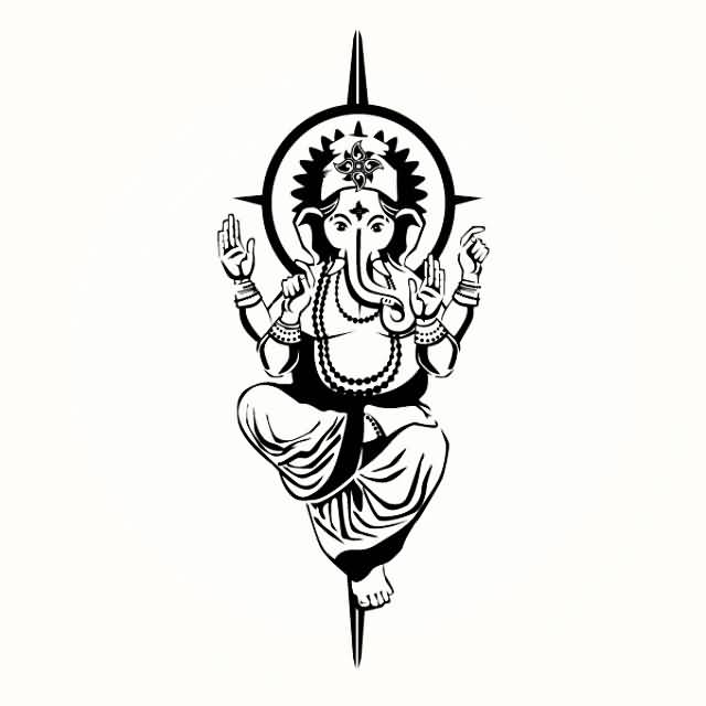 Simple Outline Ganesha Tattoo Design