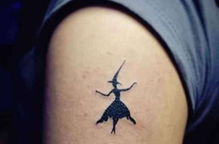 Small Witch Tattoo On Shoulder