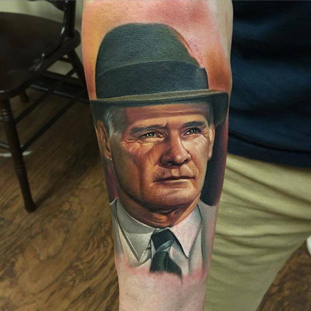 Tom Landry‬ Portrait Tattoo On Forearm by Rember Orellana