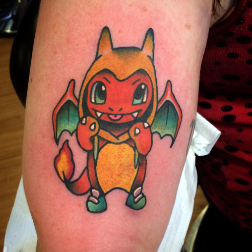 Traditional Charmander Tattoo Design For Sleeve