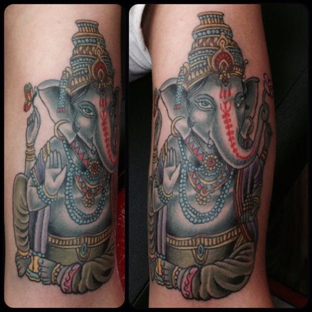 Traditional Ganesha Tattoo by Damion Ross