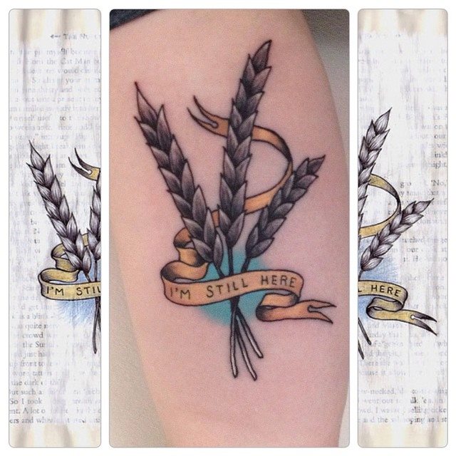 Traditional Wheat With Banner Tattoo Design