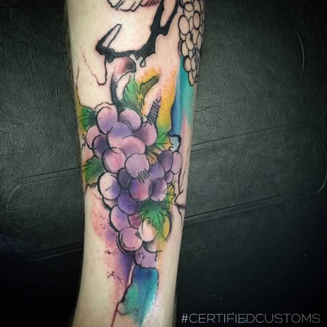 Watercolor Grapes Tattoo For Sleeve By Chris Roberts