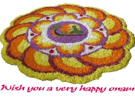 Wish You A Very Happy Onam Flowers Rangoli Design