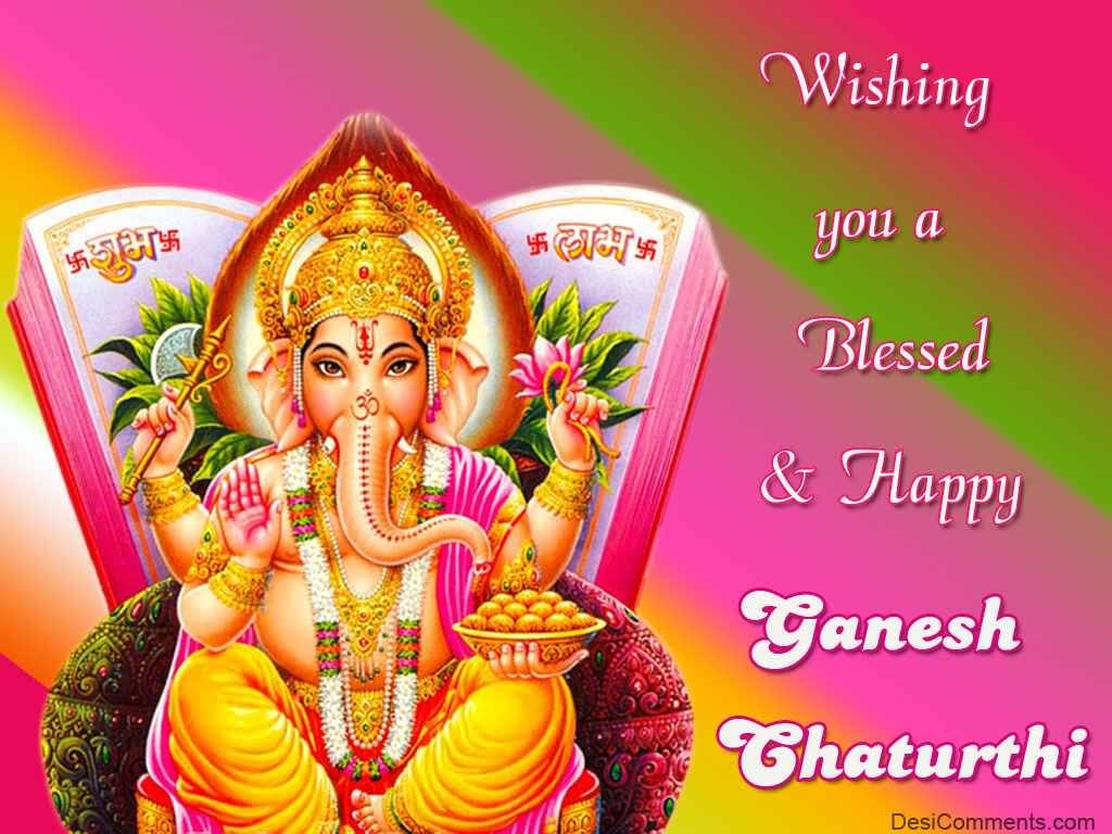 Wishing You A Blessed & Happy Ganesh Chaturthi Greeting Card