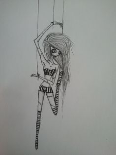 Black And Grey Marionette Doll Tattoo Design