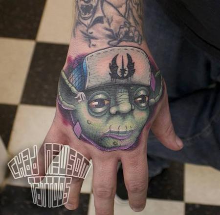 Classic Yoda Head Tattoo On Right Hand