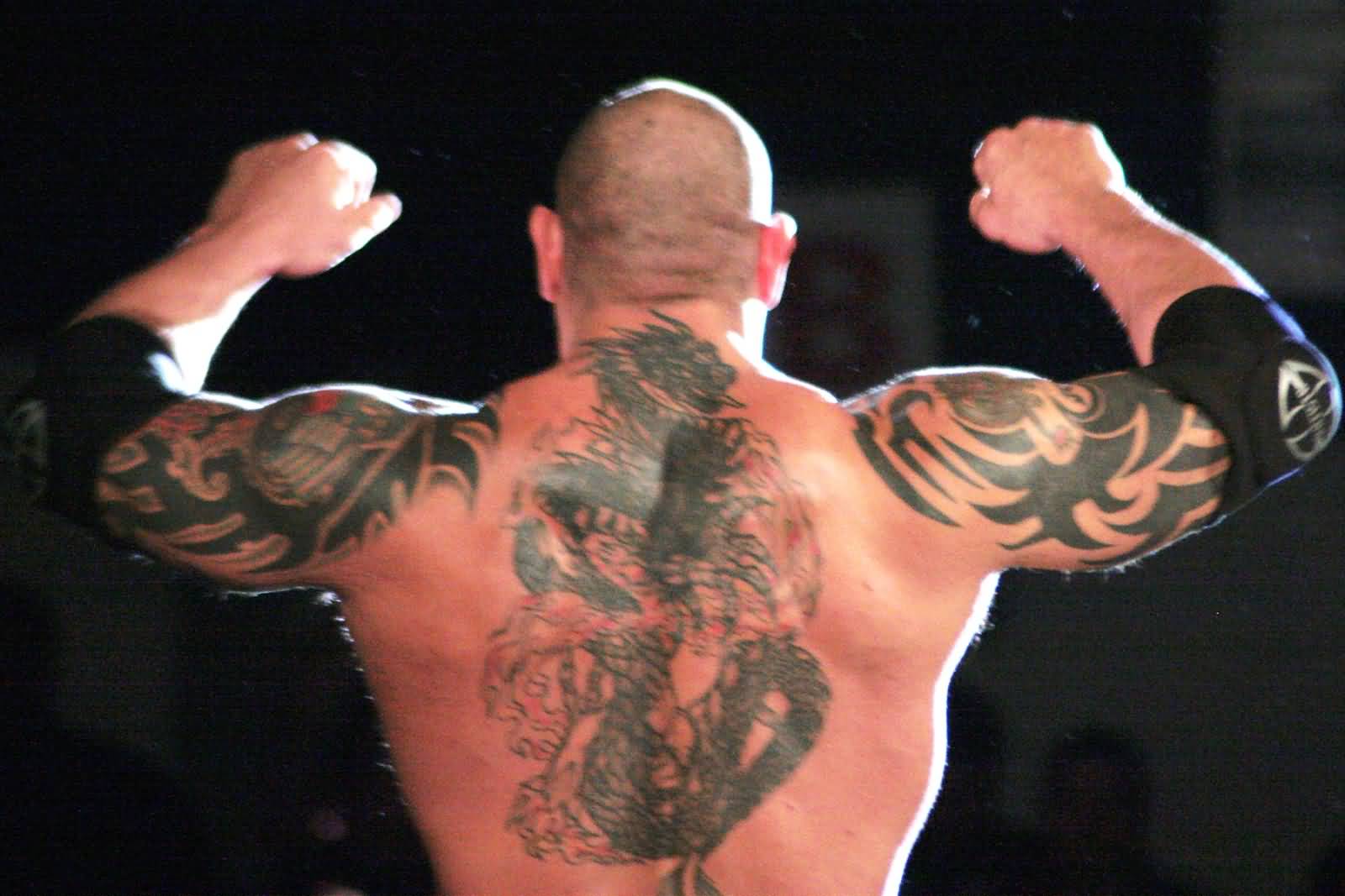 Dragon Tattoo On WWE Batista Full Back