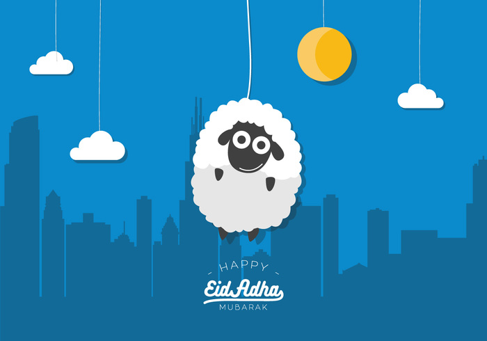 Happy Eid al-Adha Mubarak Funny Sheep Clipart