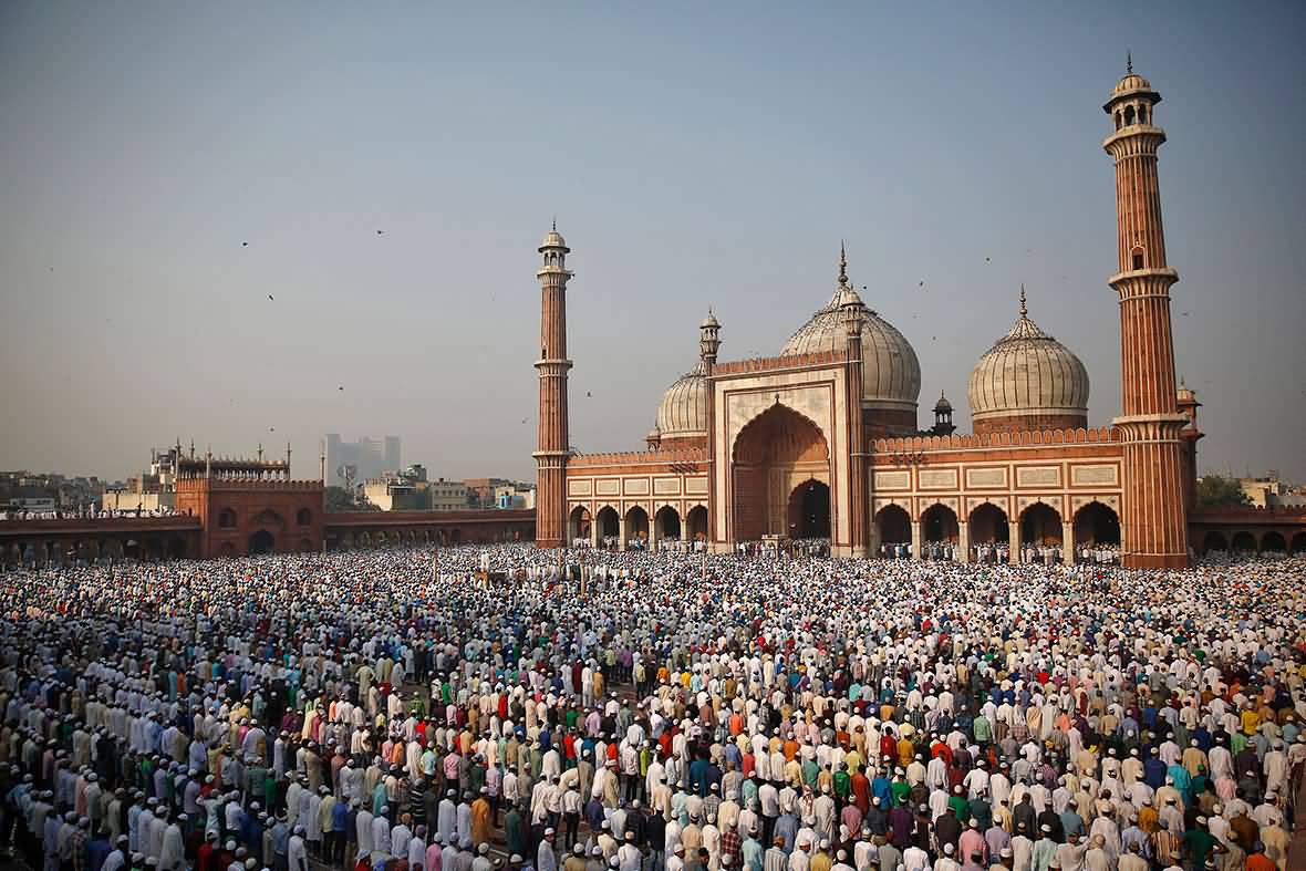 Large Number Of Muslims Brothers Celebrating Eid al-Adha