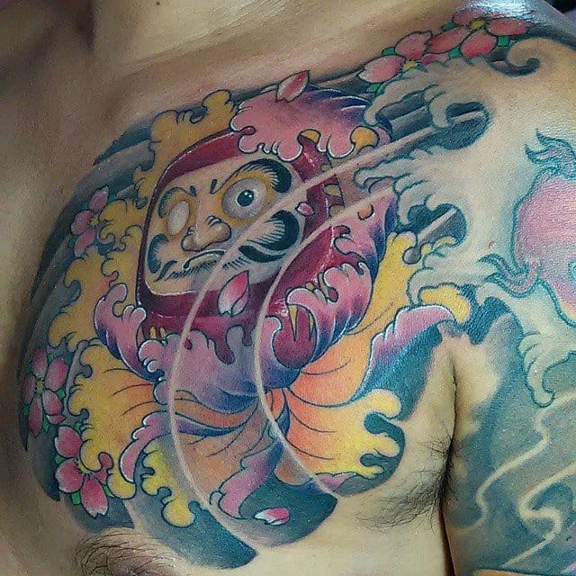 One Eye Daruma Doll Tattoo On Man Left Chest By Jeffrey Bedia Manzon